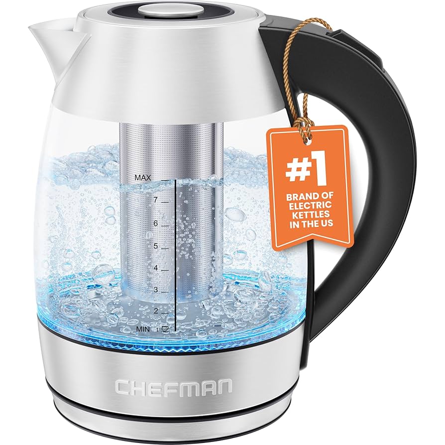 (未使用･未開封品)Chefman RJ11-17-TI Glass Kettle with Removable Tea Infuser, 1.8 L, Clear by Chefman Chefman RJ11-17-TI 1.8L Electric Glass Kettle for sale
